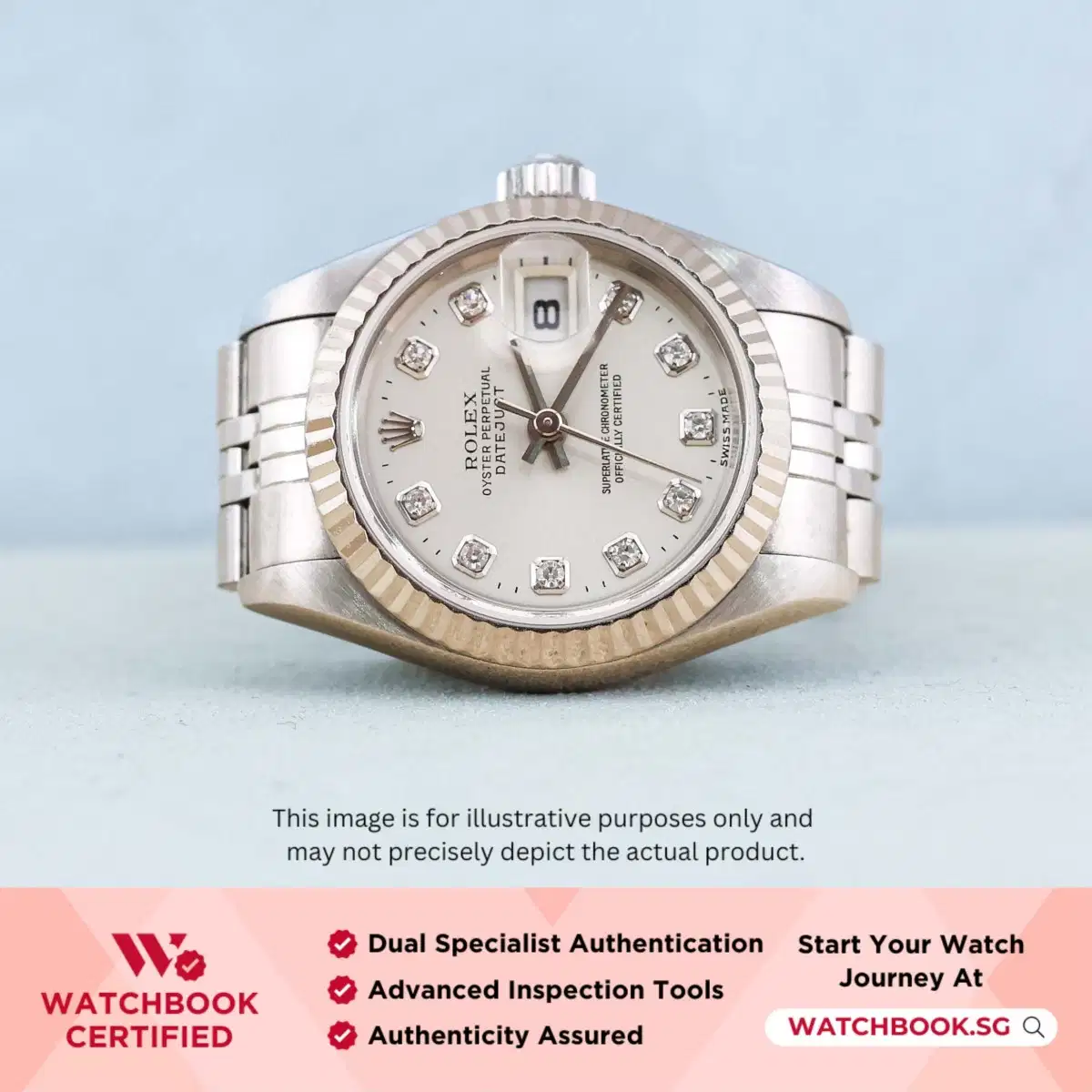 Rolex Datejust 69174 Silver 10 Point Diamond Bracelet thumbnail