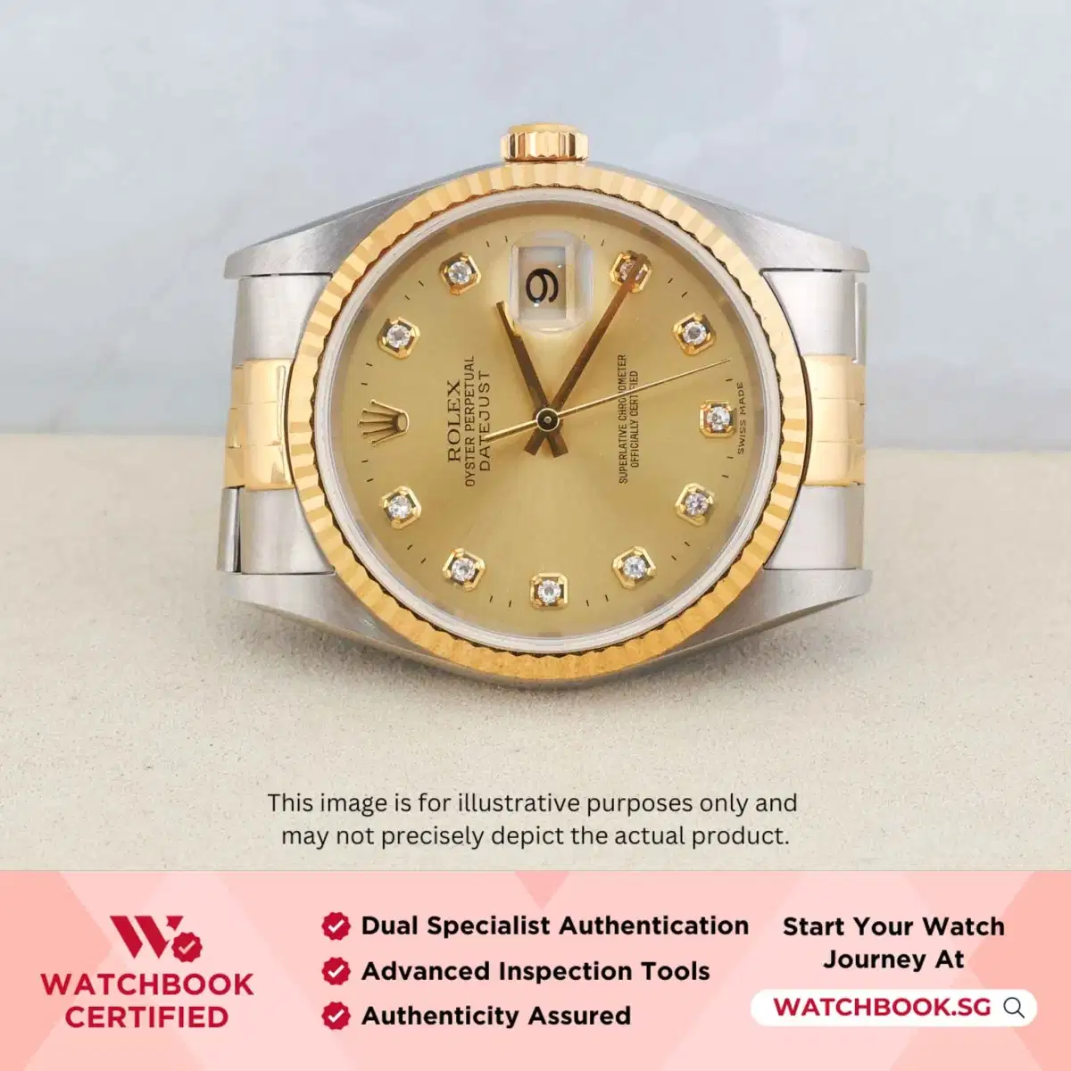 Rolex Datejust 16233 Champagne with 10 point Diamond Index Jubilee thumbnail
