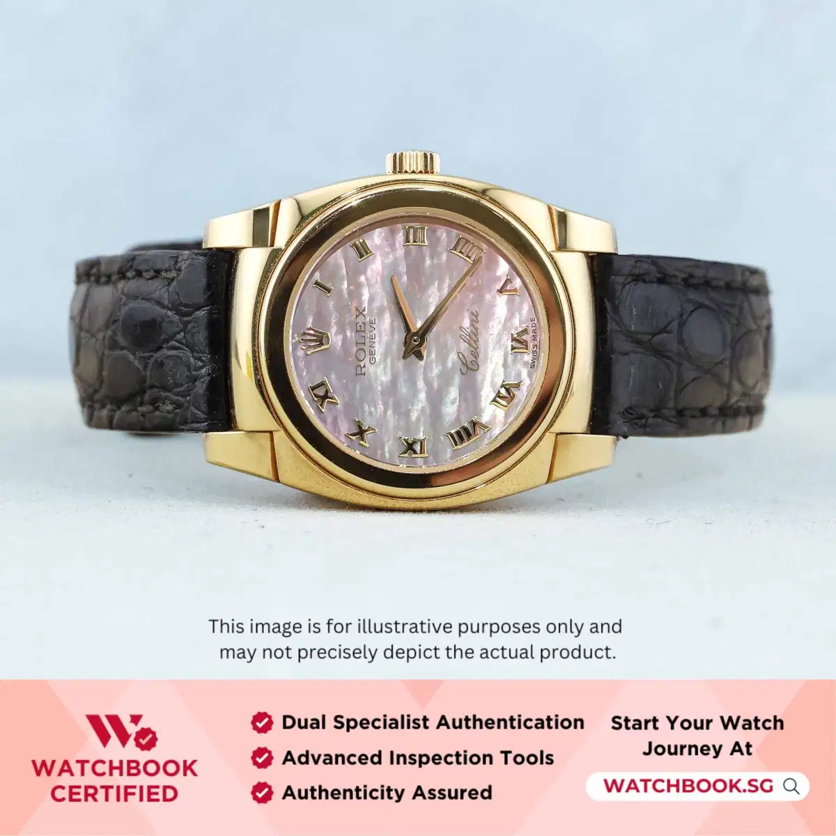 Rolex Cellini 5310/8 Black Mother of Pearl MOP Leather thumbnail