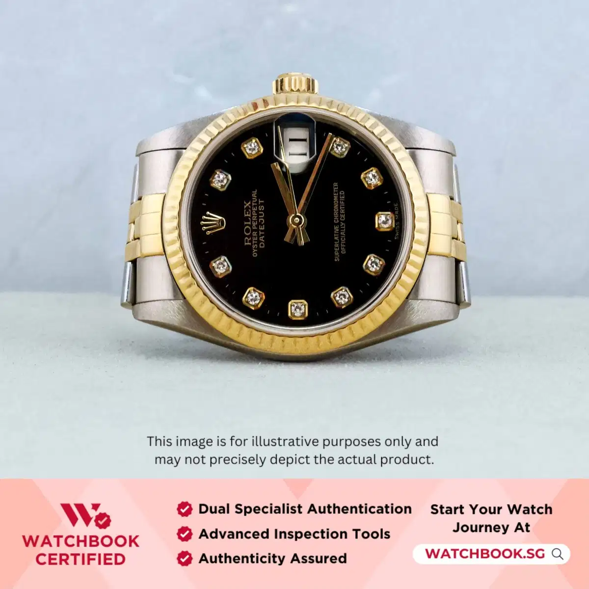 Rolex Datejust 78273 Black w 10 Points Diamond Jubilee thumbnail