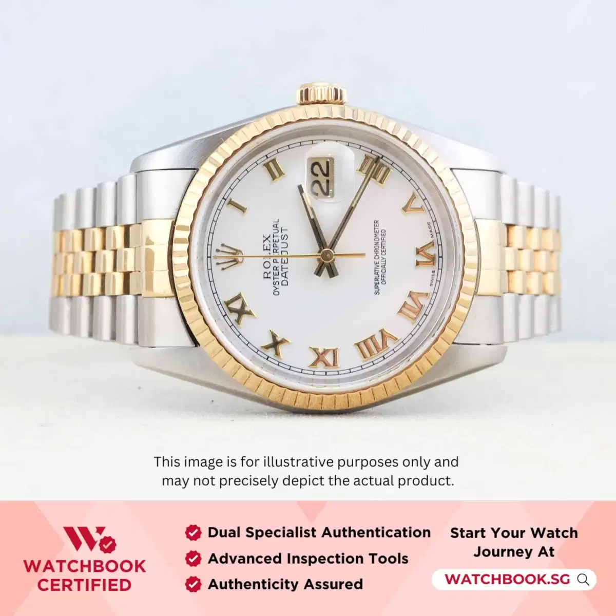 Rolex Datejust 16233 White w Gold Roman Jubilee thumbnail