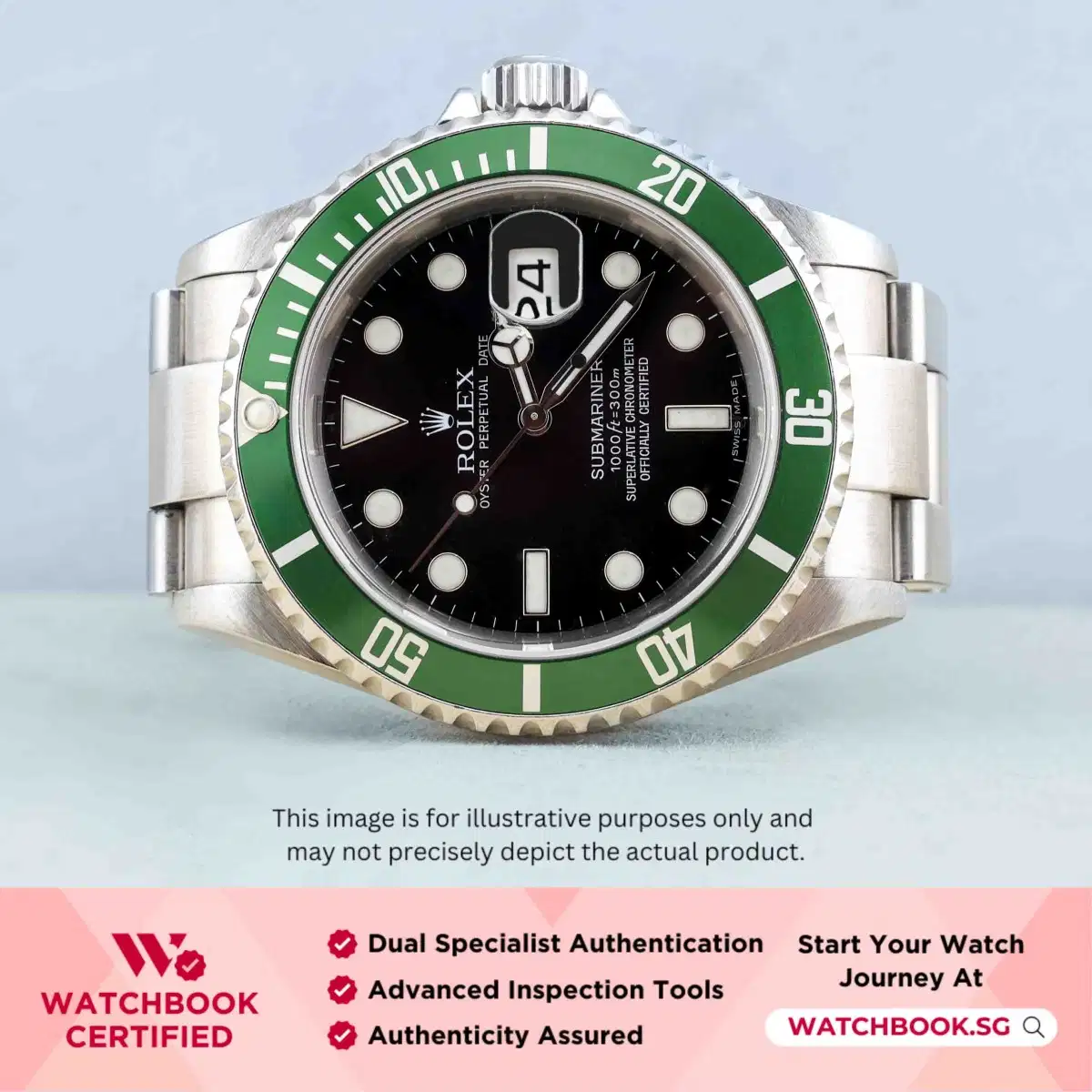 Rolex Submariner Kermit 16610LV Black Bracelet