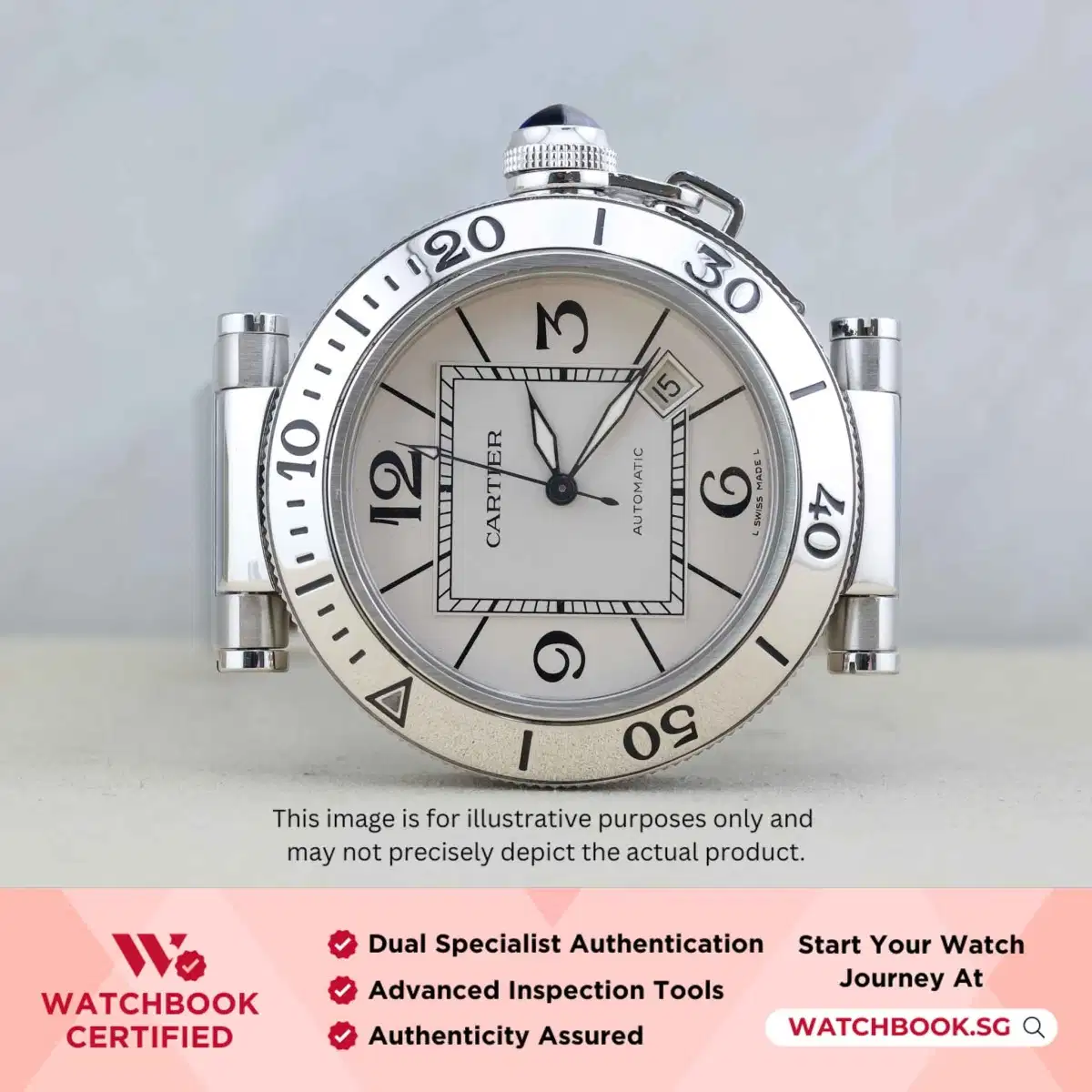 Cartier Pasha W31080M7 White w Arabic & Index