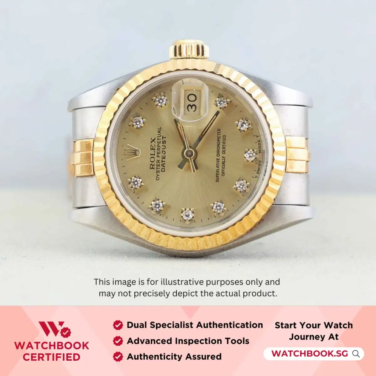 Rolex Datejust 69173 Champagne w 10 Points Diamond Jubilee thumbnail