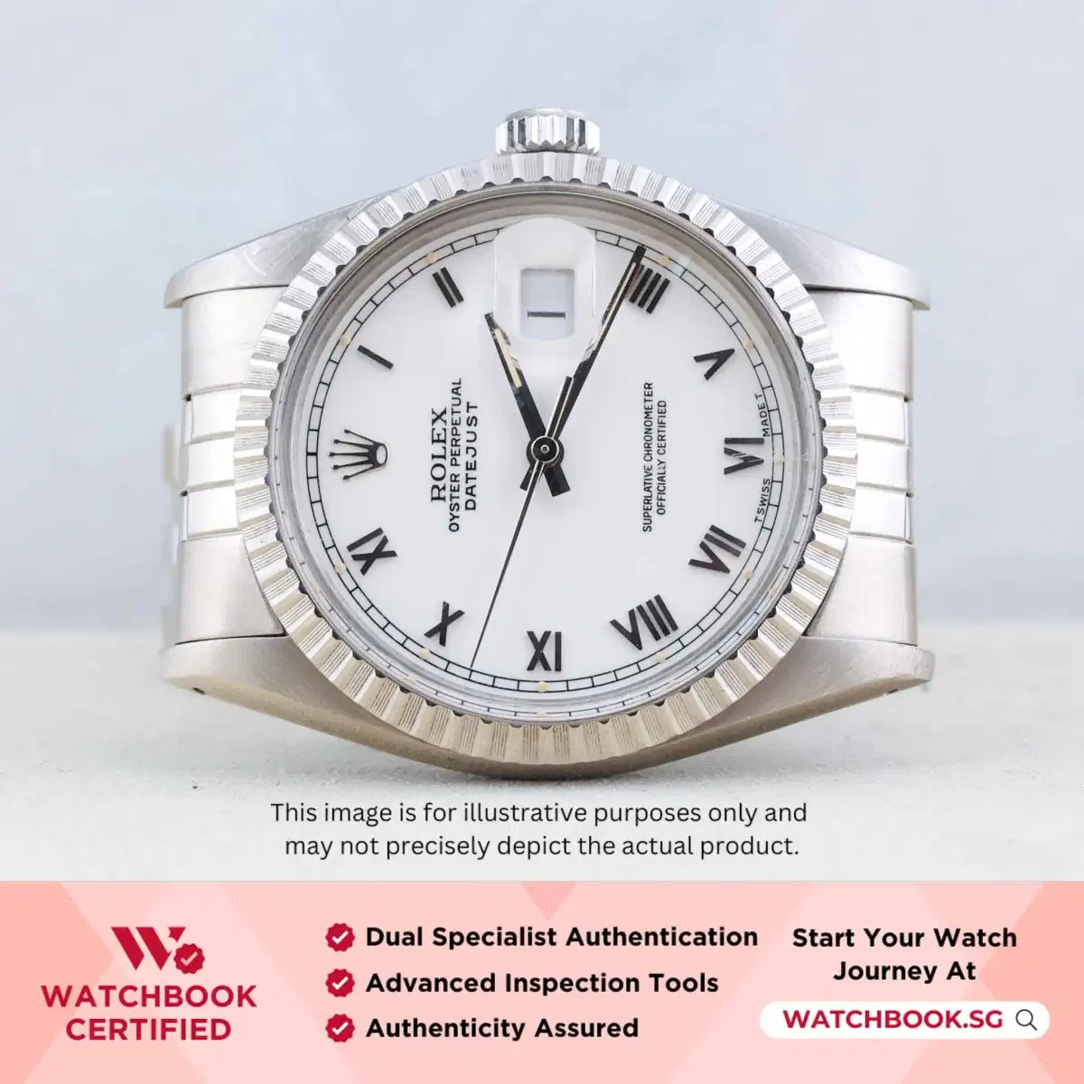 Rolex Datejust 16030 White w Roman Jubilee thumbnail