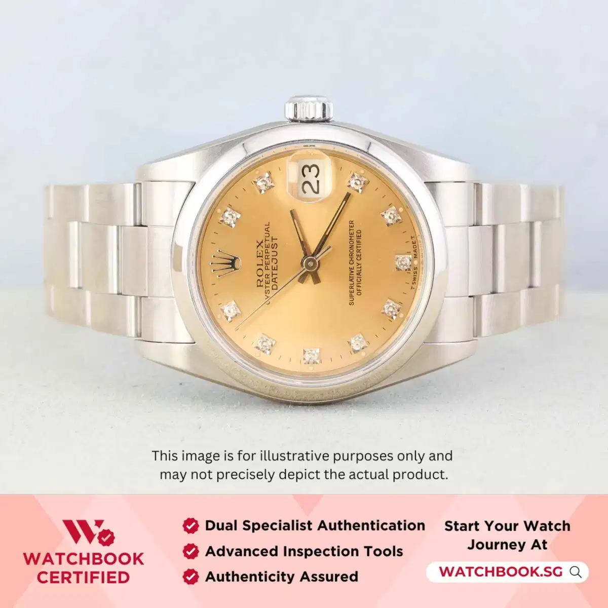 Rolex Datejust 68240 Sundust w 10 Point Diamonds Oyster thumbnail