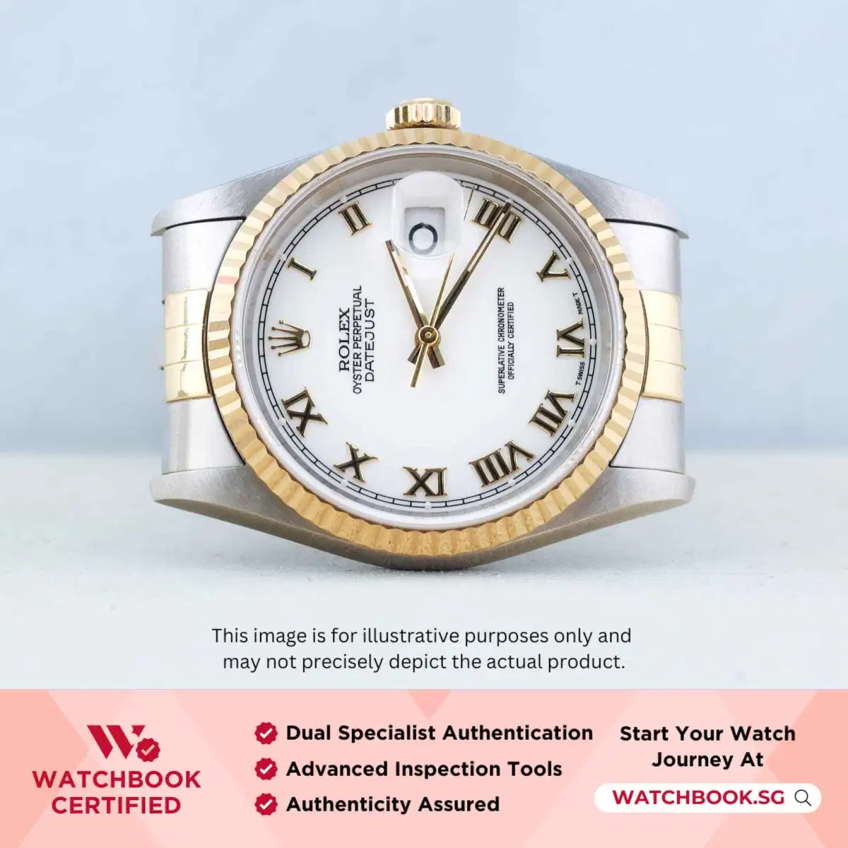 Rolex Datejust 16233 White w Gold Roman Jubilee thumbnail