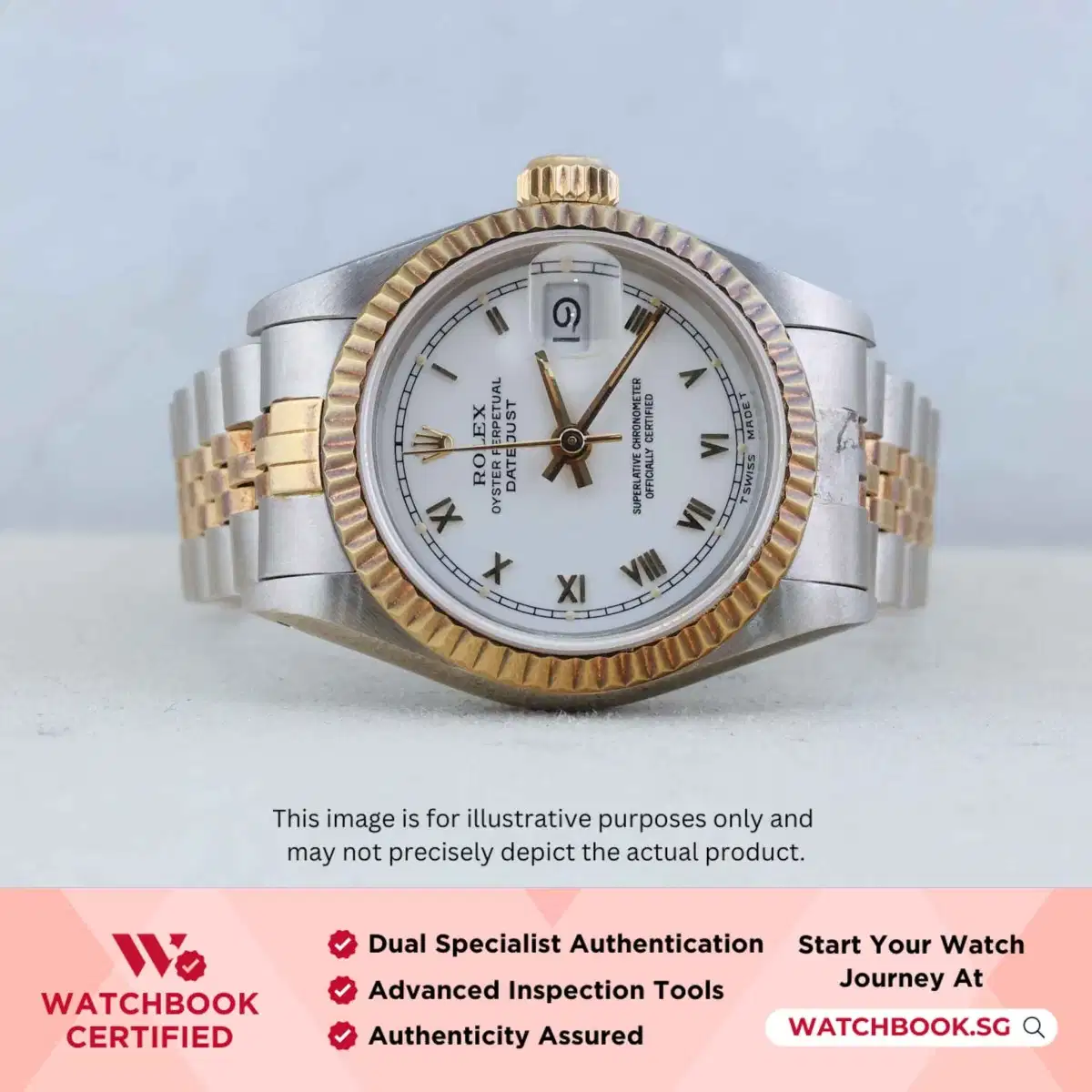 Rolex Datejust 69173 White w Golden Roman Jubilee thumbnail