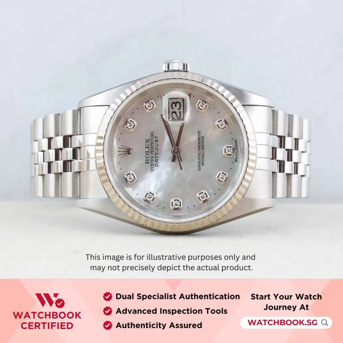 Rolex Datejust 16234 Mother of Pearl MOP w 10 Point Diamonds Jubilee thumbnail