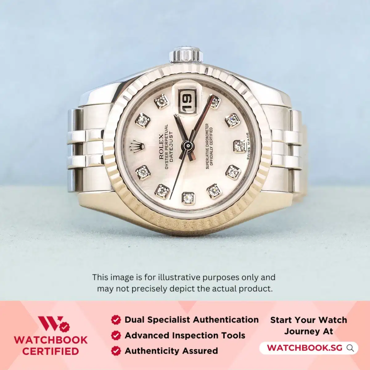 Rolex Datejust 179174 MOP w 10 Point Diamonds Jubilee thumbnail