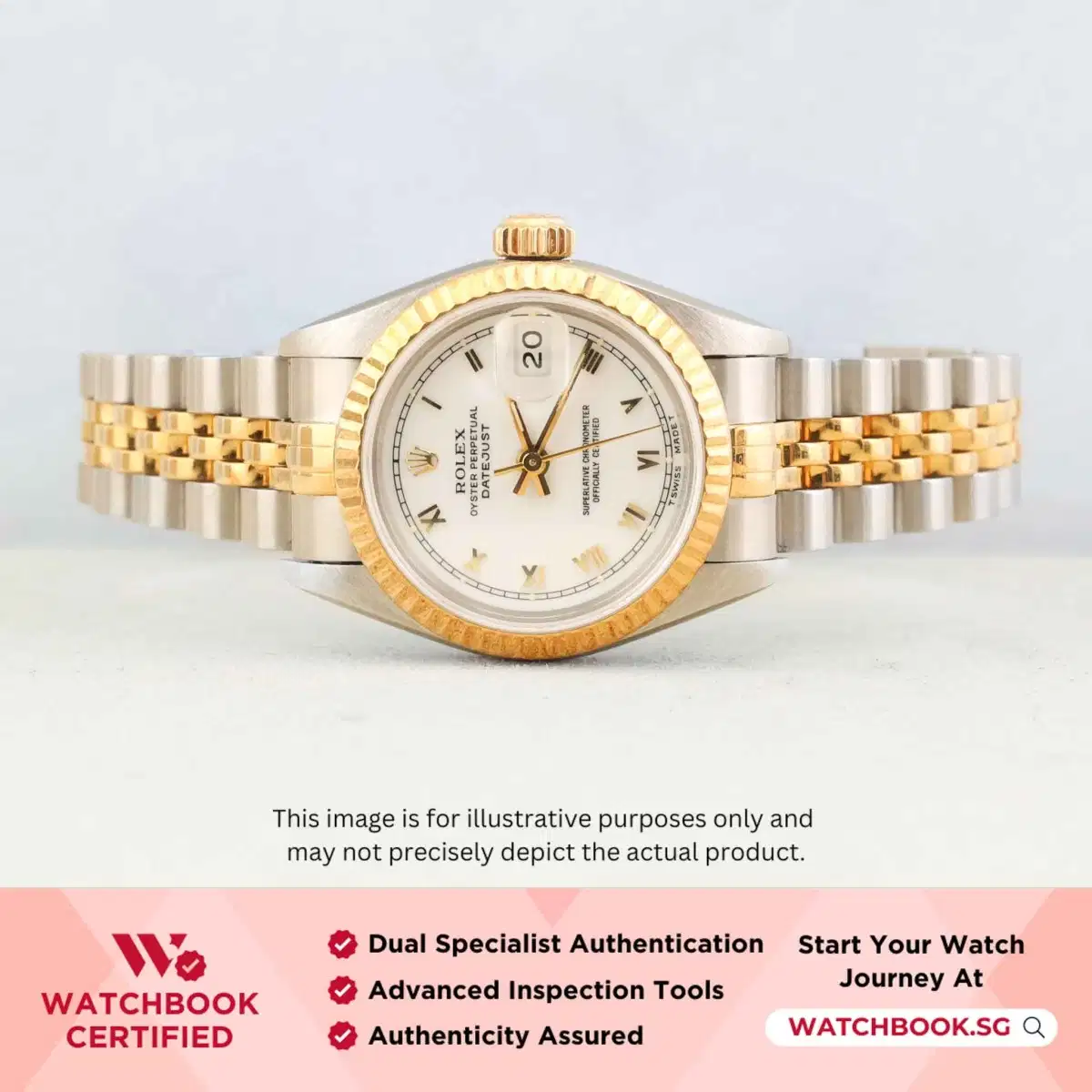 Rolex Datejust 69173 White w Golden Roman Jubilee thumbnail