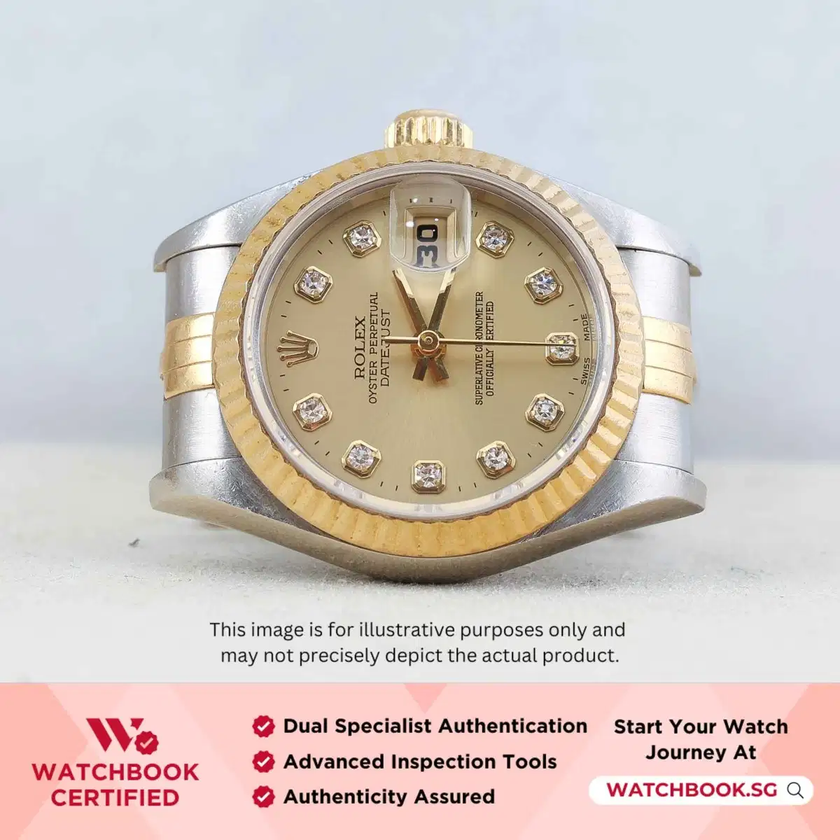 Rolex Datejust 69173 Champagne w 10 Points Diamond Jubilee thumbnail