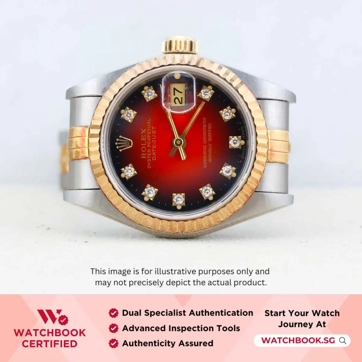 Rolex Datejust 69173 Red Vignette 10 Point Diamond Jubilee thumbnail