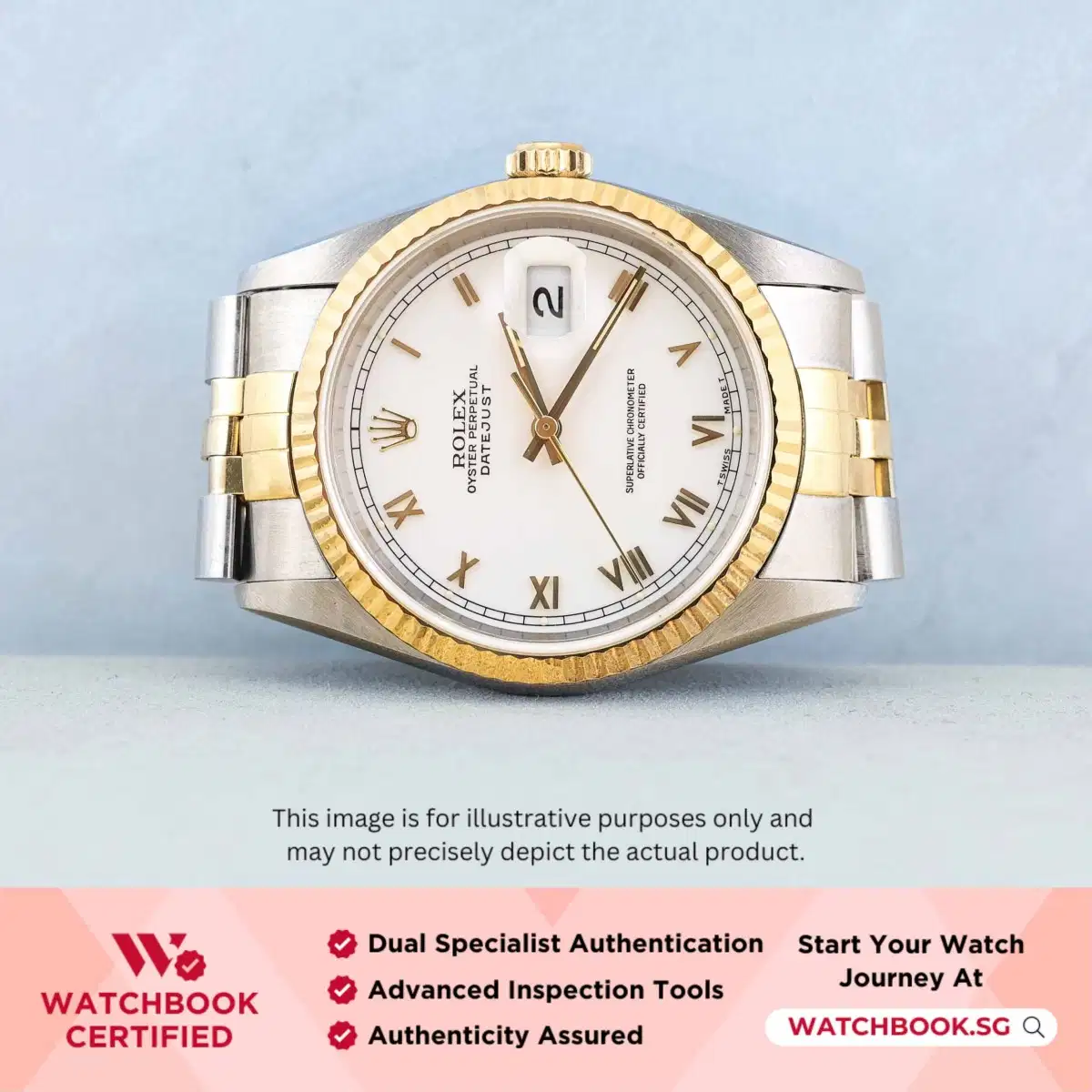 Rolex Datejust 16233 White w Gold Roman Jubilee thumbnail