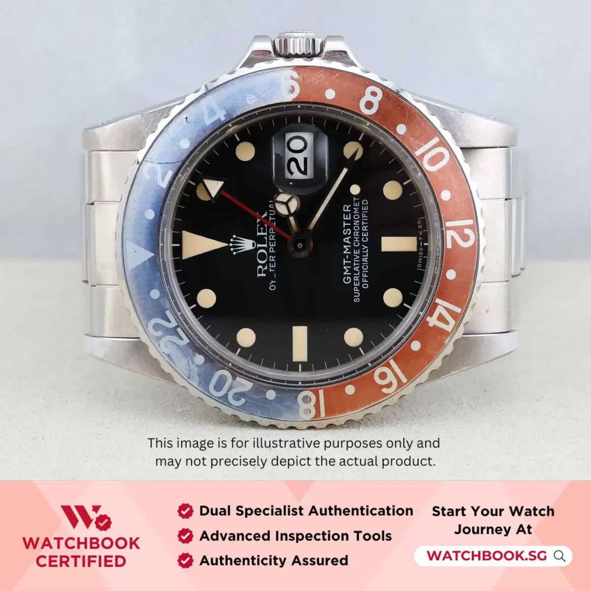 Rolex GMT-Master Pepsi 16750 Black w Index Oyster thumbnail