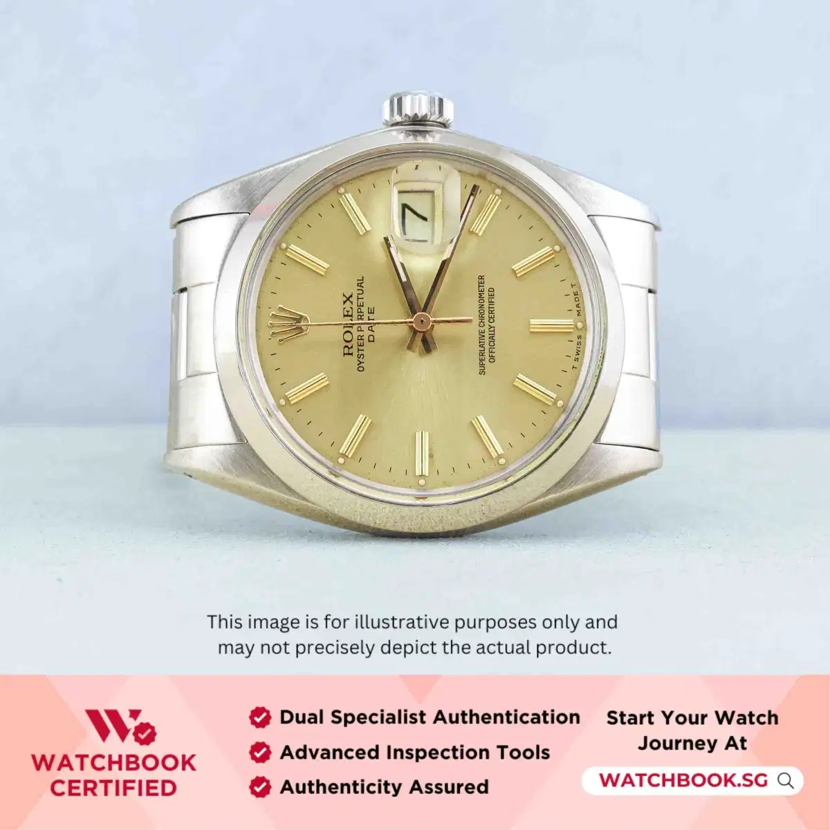 Rolex Oyster Perpetual Date 1500 Champagne Bracelet thumbnail