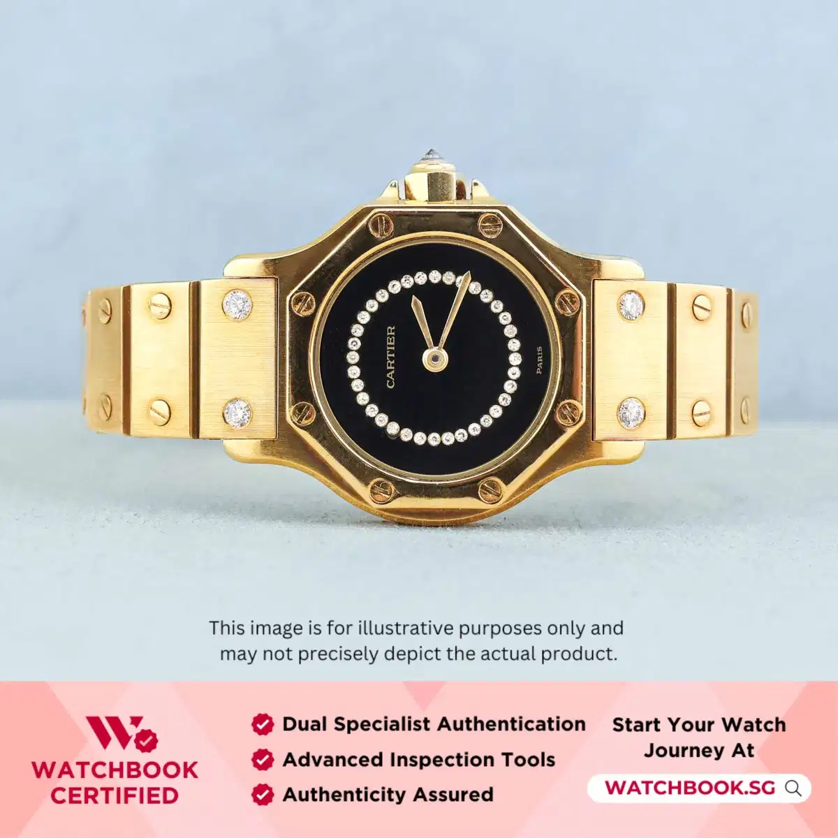 Cartier Santos Octagon 2965 Onyx w Diamonds
