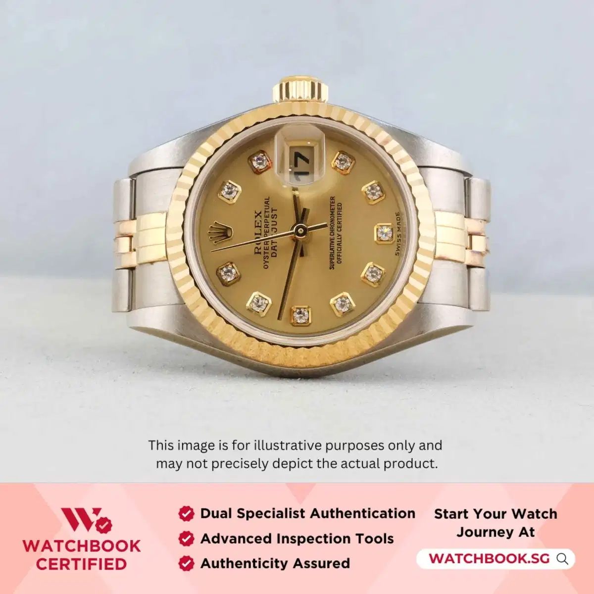 Rolex Datejust 79173 Champagne w 10 Point Diamonds Jubilee thumbnail