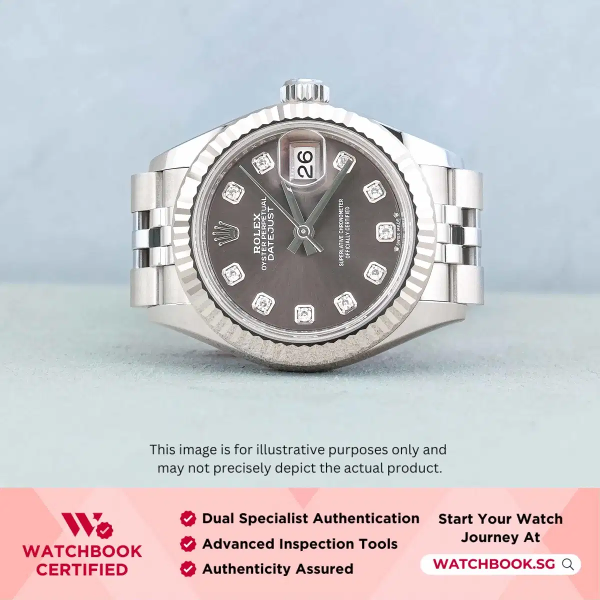 Rolex Datejust 279174 Dark Grey w 10 Point Diamonds Jubilee