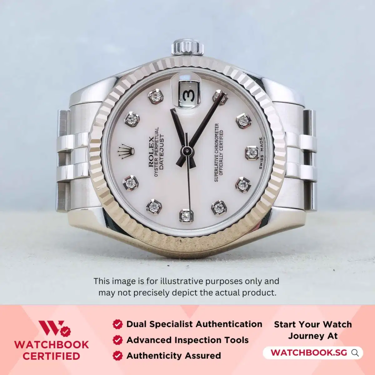 Rolex Datejust 178274 Cacholong w 10 Point Diamonds Jubilee