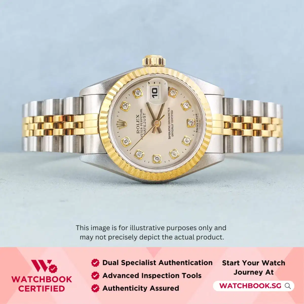Rolex Datejust 69173 Silver w 10 Points Diamond Jubilee thumbnail