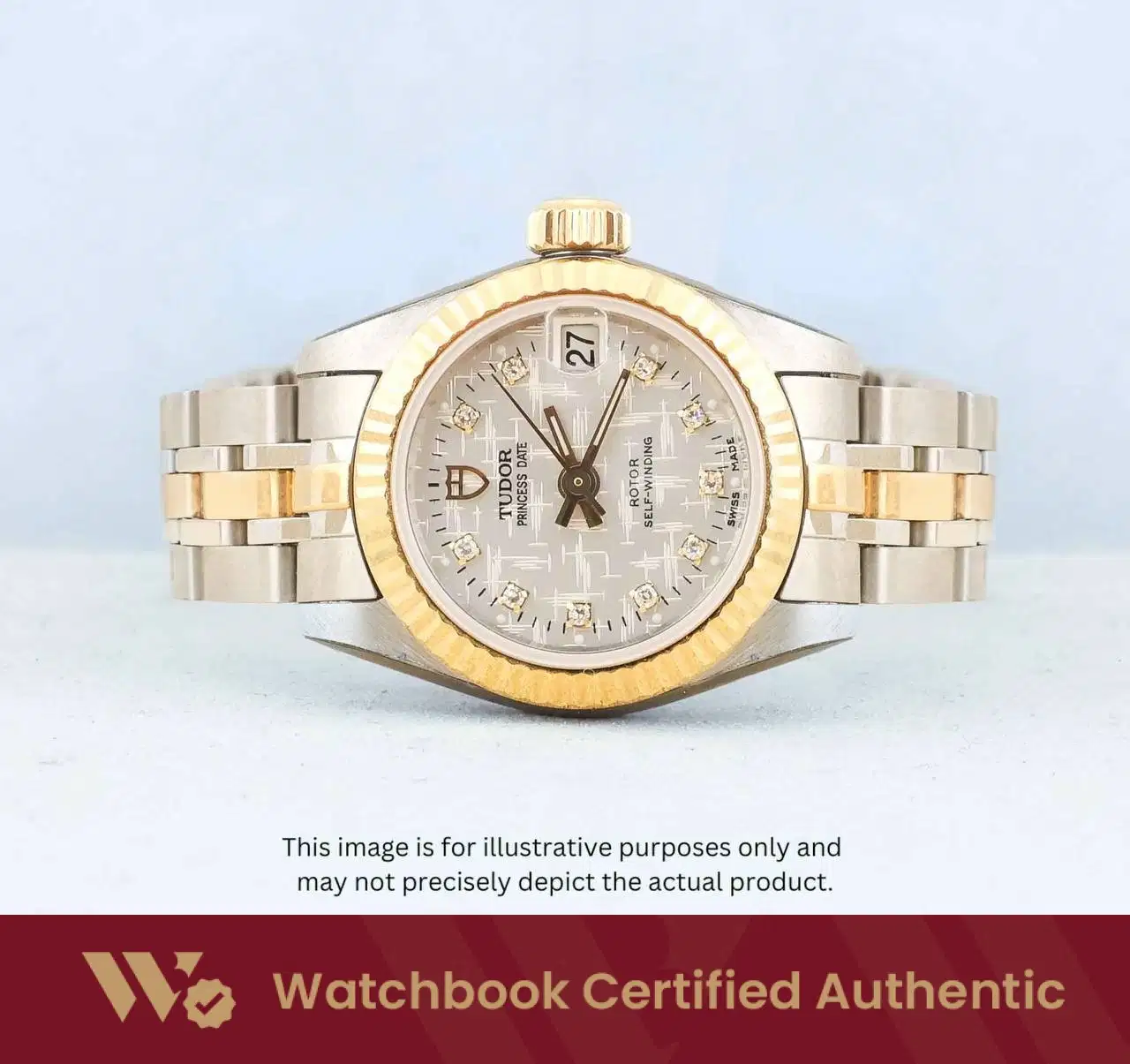 Tudor Princess Date 92513 Silver Motif w 10 Point Diamonds thumbnail