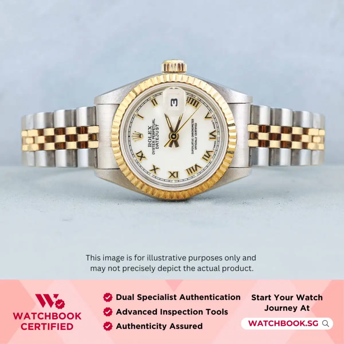 Rolex Datejust 69173 White w Golden Roman Jubilee thumbnail