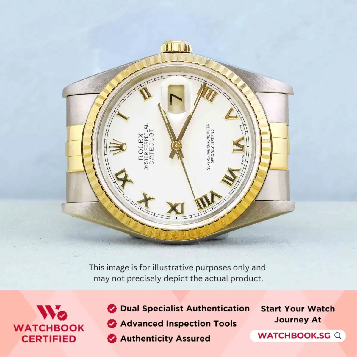 Rolex Datejust 16233 White w Gold Roman Jubilee thumbnail