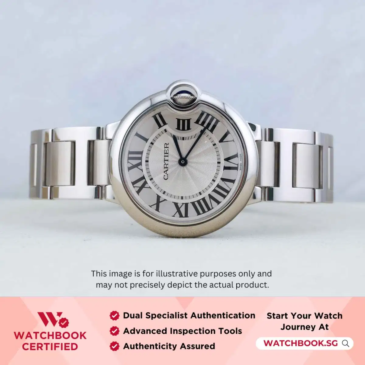 Cartier Ballon Bleu W69011Z4 	Silvered Guilloché Opaline w Black Roman