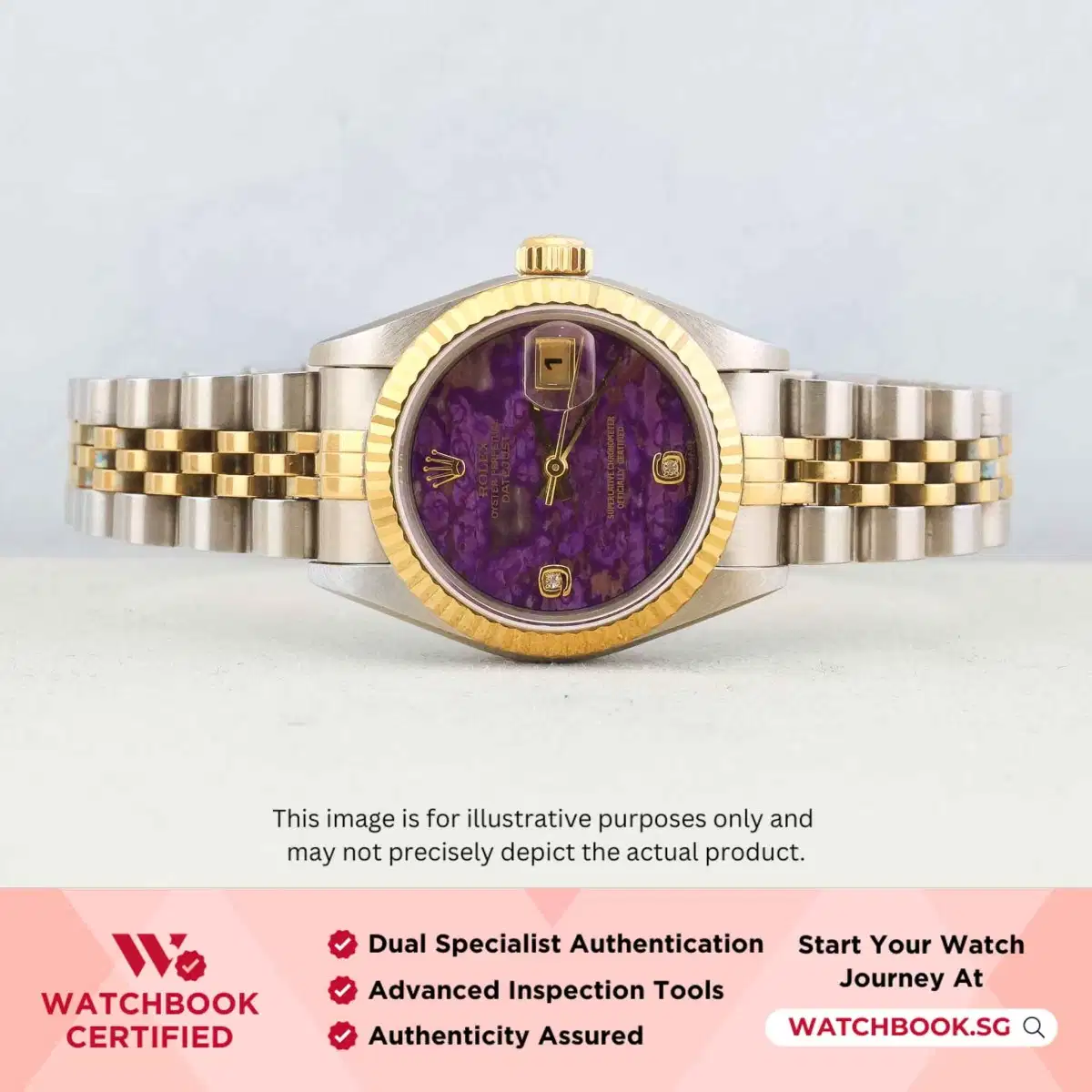 Rolex Datejust 69173 Sugilite w 6 & 9 Arabic w Diamond Jubilee thumbnail