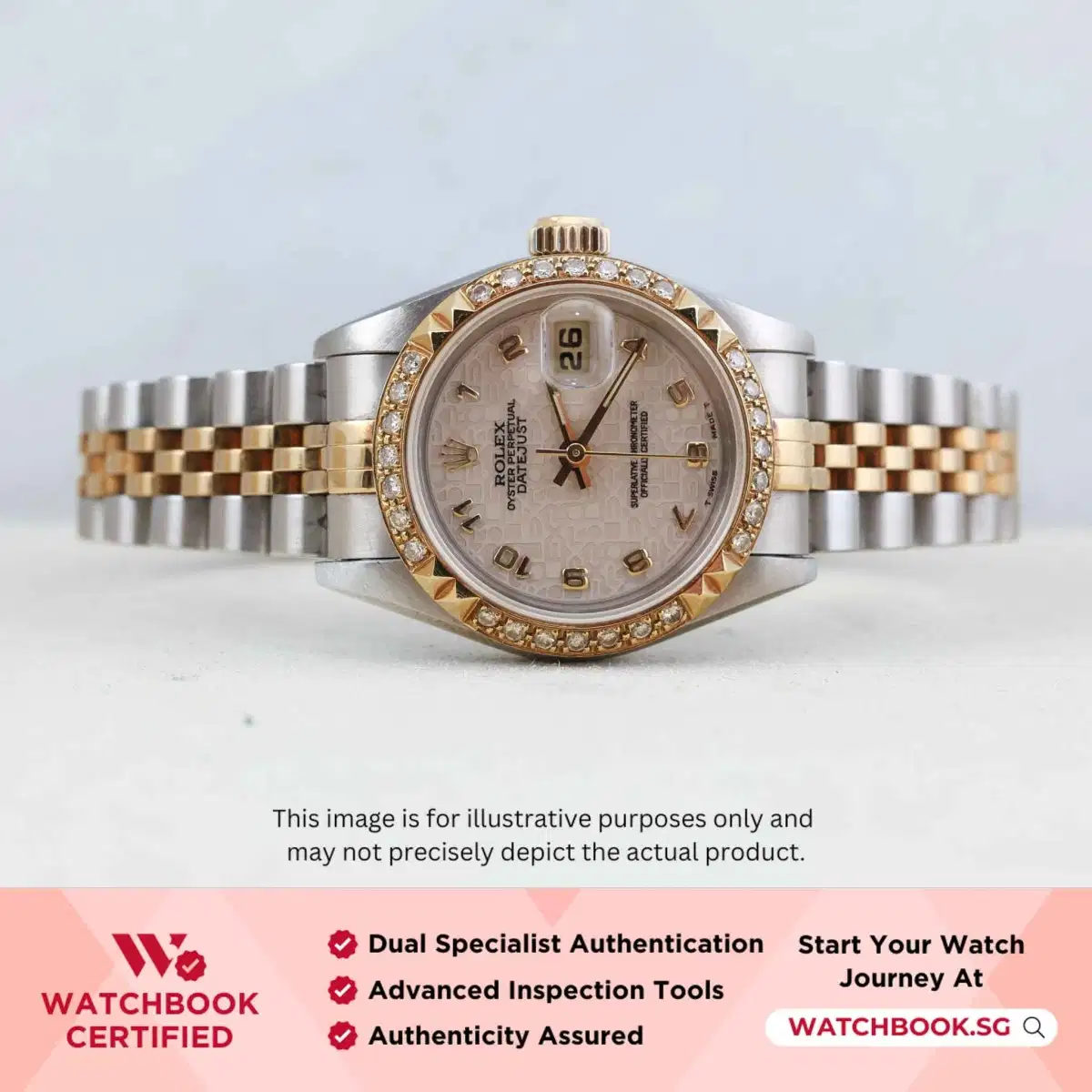 Rolex Datejust 69173 White Computer w Golden Arabic Jubilee