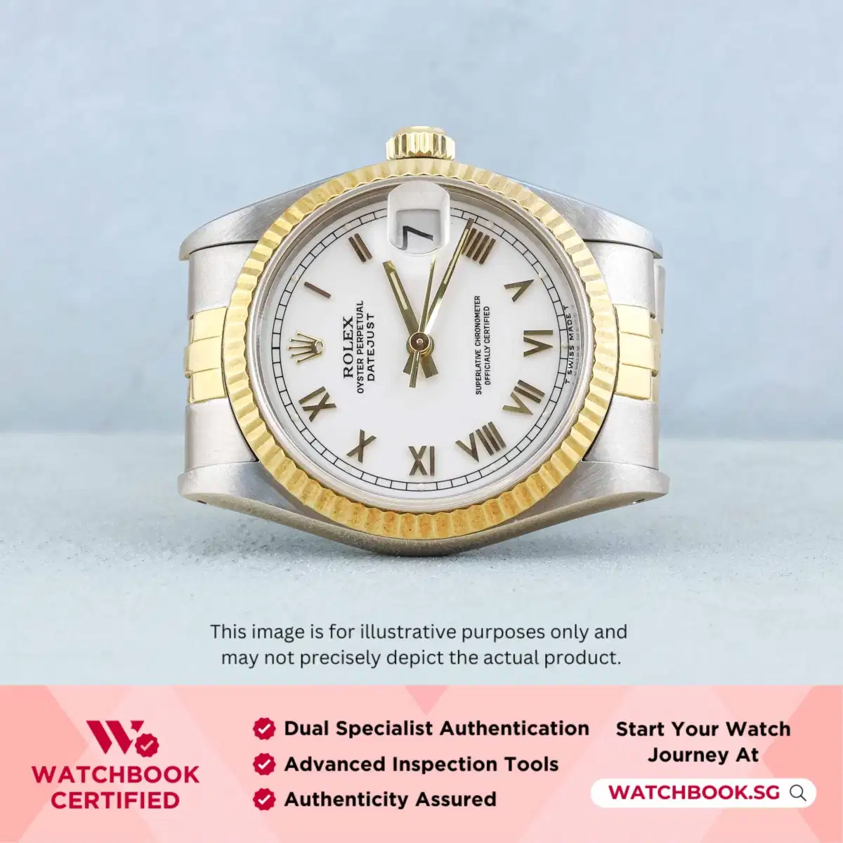 Rolex Datejust 68273 White w Golden Roman Jubilee thumbnail