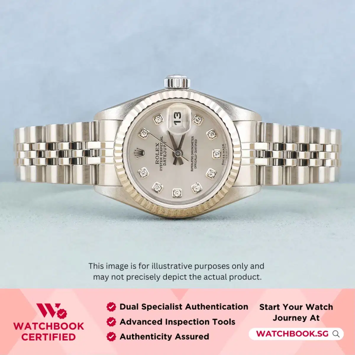 Rolex Datejust 79174 Silver w 10 Points Diamond Jubilee thumbnail