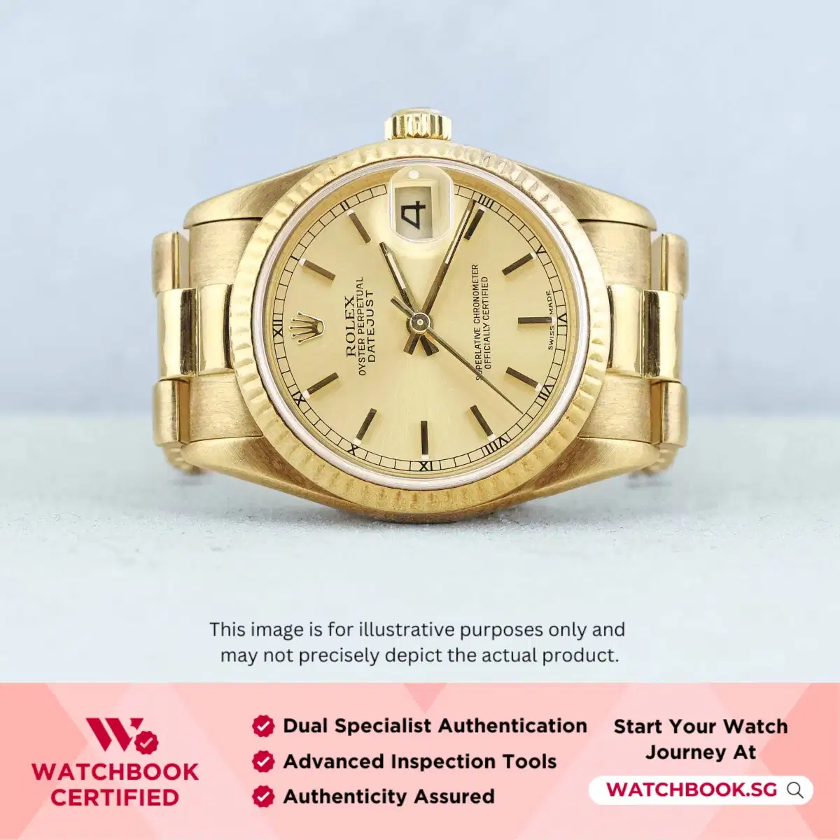 Rolex Datejust 68278 Champagne w Index President thumbnail