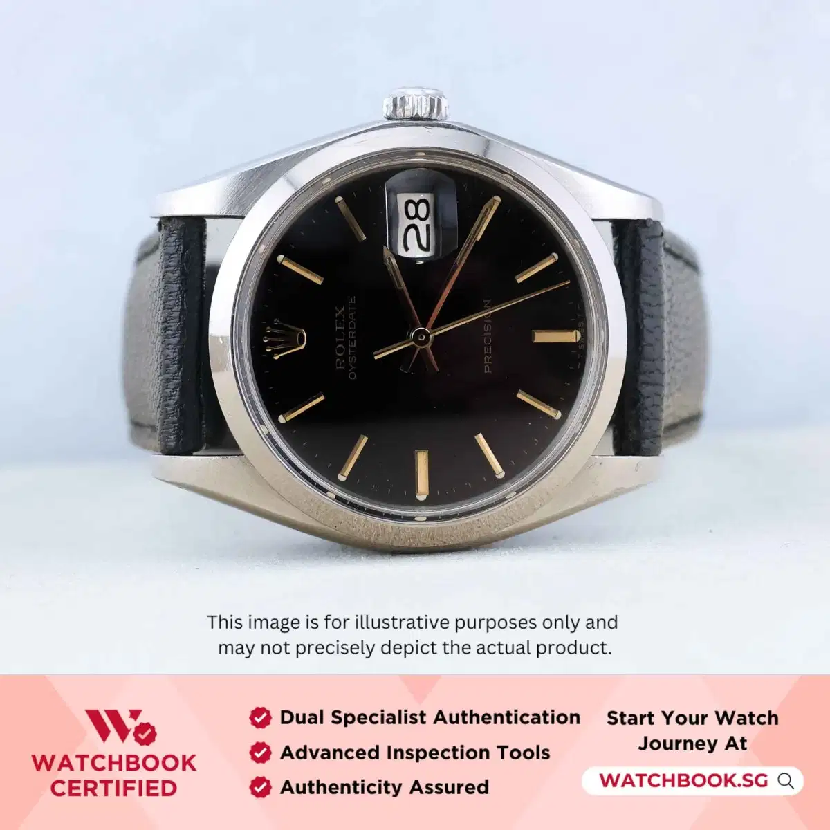 Rolex Oysterdate Precision 6694 Black Index Leather thumbnail