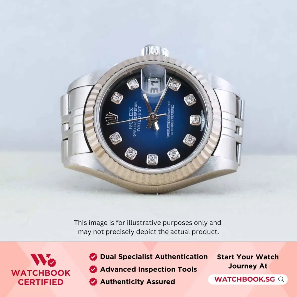 Rolex Datejust 79174 Blue Vignette w 10 Points Diamond Jubilee thumbnail
