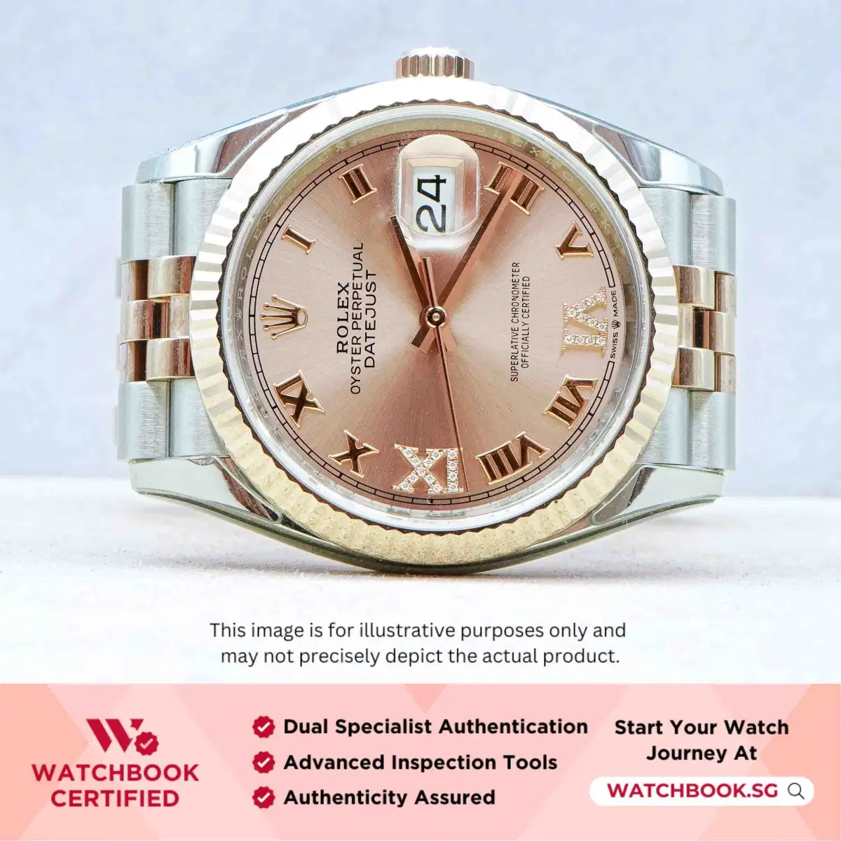 Rolex Datejust 126231 Rose w Roman VI & IX Diamonds Jubilee