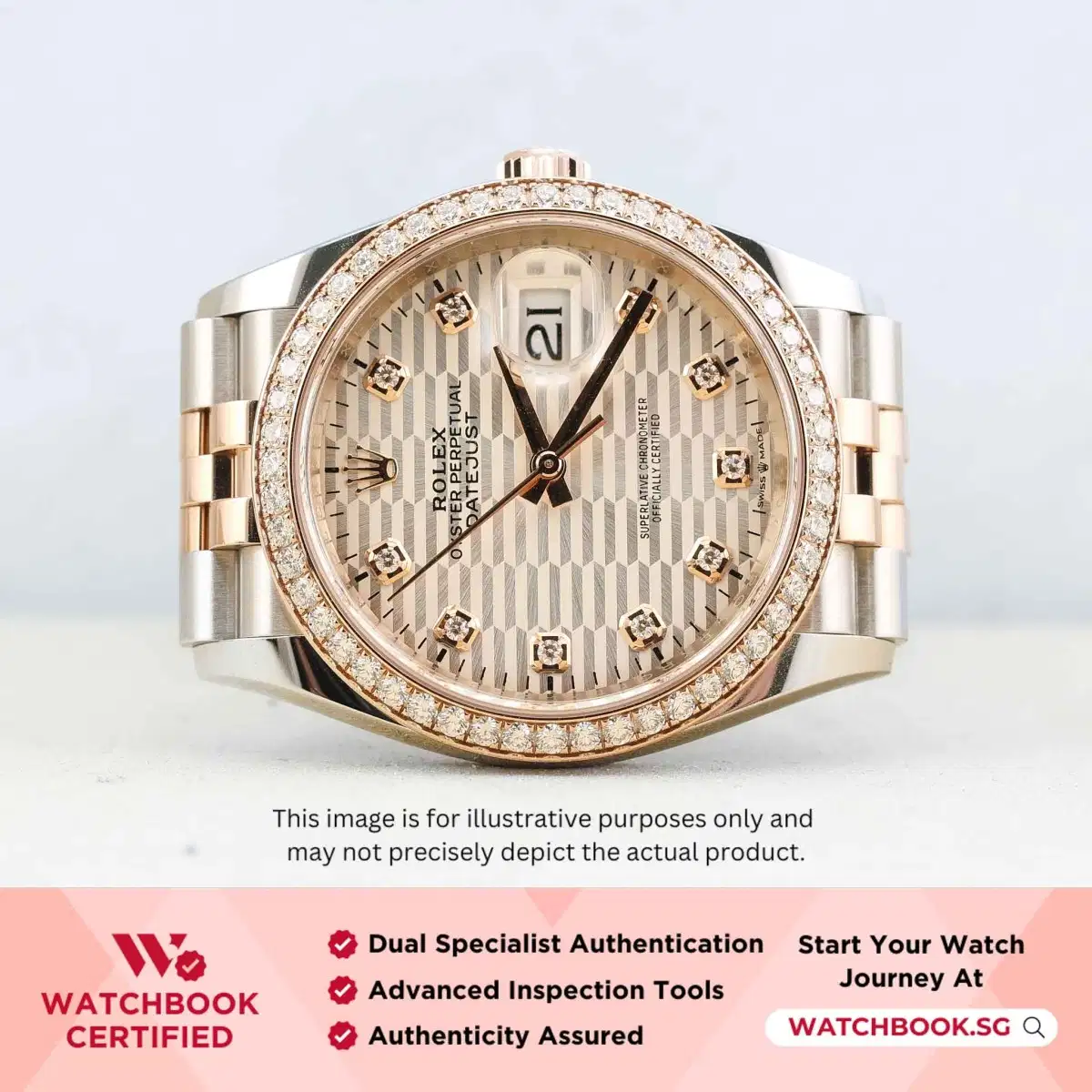 Rolex Datejust 126281RBR Silver Motif w 10 Points Diamond Jubilee