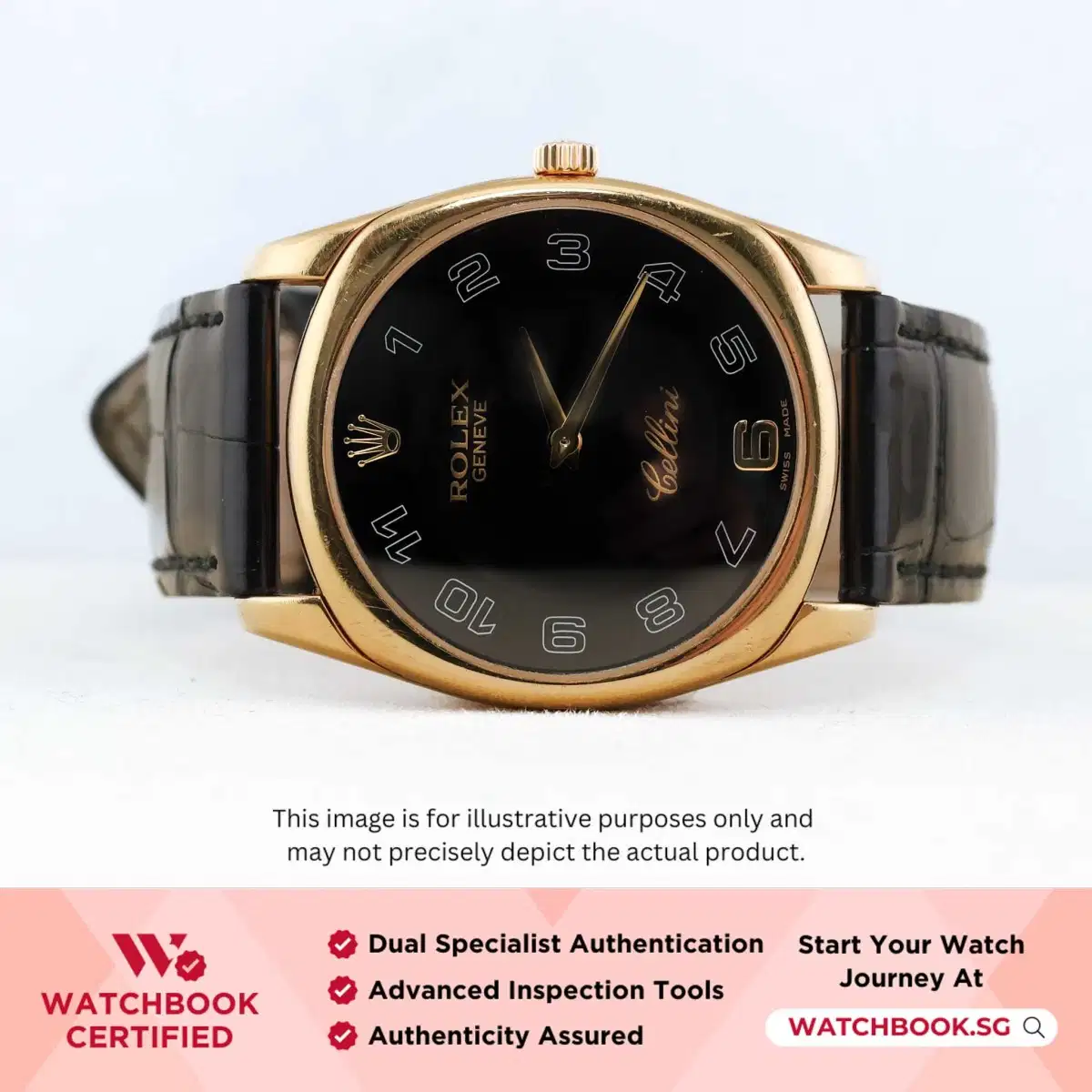 Rolex Cellini 4233 Black Numeral Leather thumbnail