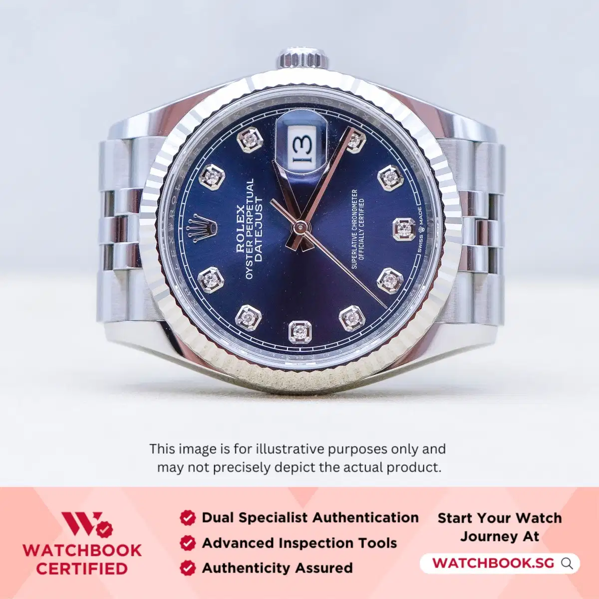 Rolex Datejust Blue Diamond 126234 Blue w 10 Point Diamonds Jubilee