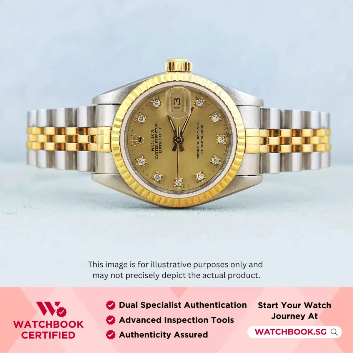 Rolex Datejust 69173 Champagne w 10 Points Diamond Jubilee thumbnail