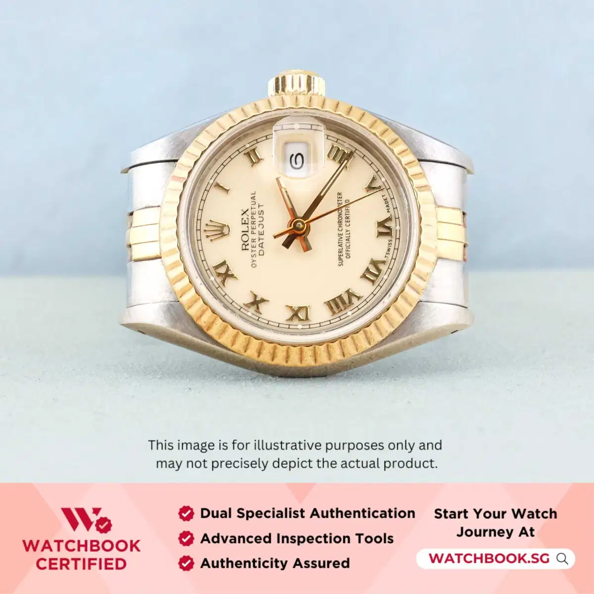 Rolex Datejust 69173 Cream w Golden Roman Jubilee thumbnail