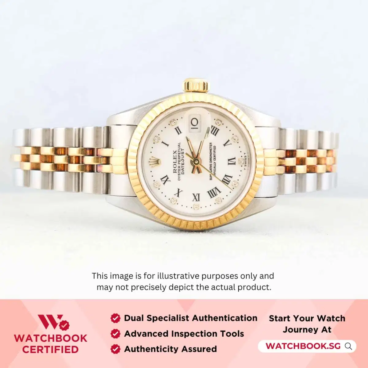 Rolex Datejust 69173 White Roman w 10 Point Diamonds Jubilee thumbnail