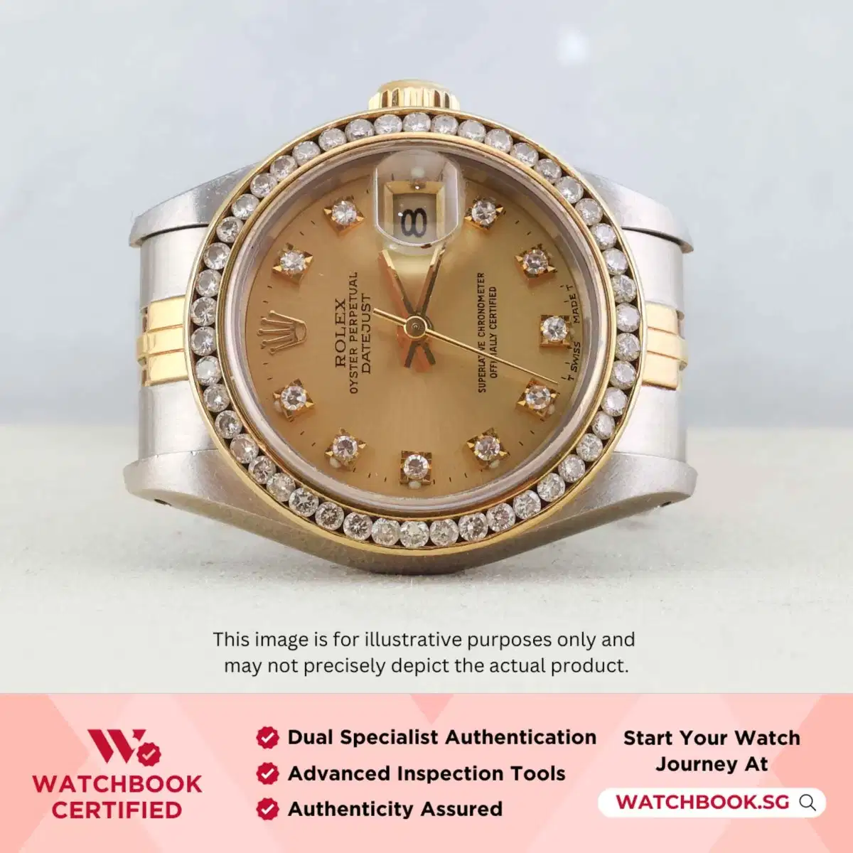 Rolex Datejust 69173 Champagne w 10 Points Diamond Jubilee thumbnail