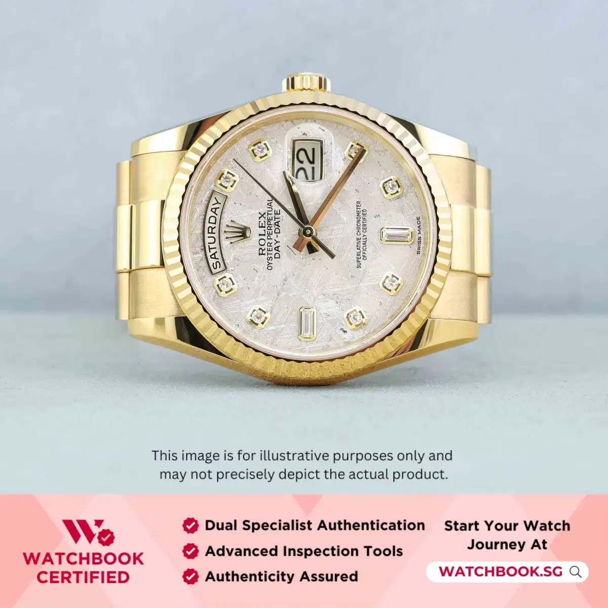 Rolex Daydate 118238 Meteorite w 8 Point and 2 Baguette Diamonds President