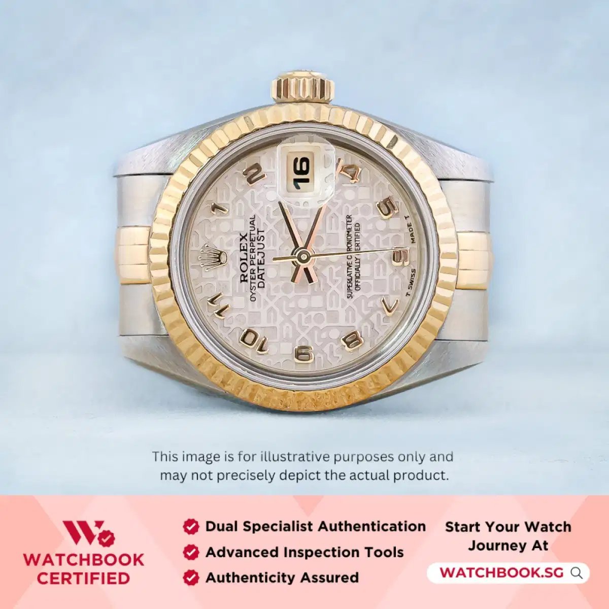 Rolex Datejust 69173 White Computer w Golden Arabic Jubilee thumbnail