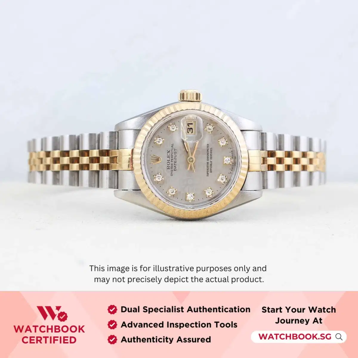 Rolex Datejust 69173 Grey Computer w 10 Point Small Diamonds Jubilee thumbnail