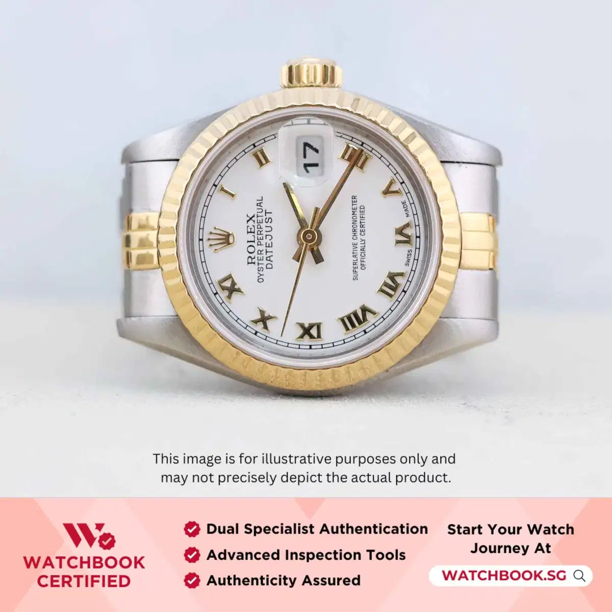 Rolex Datejust 69173 White w Golden Roman Jubilee thumbnail