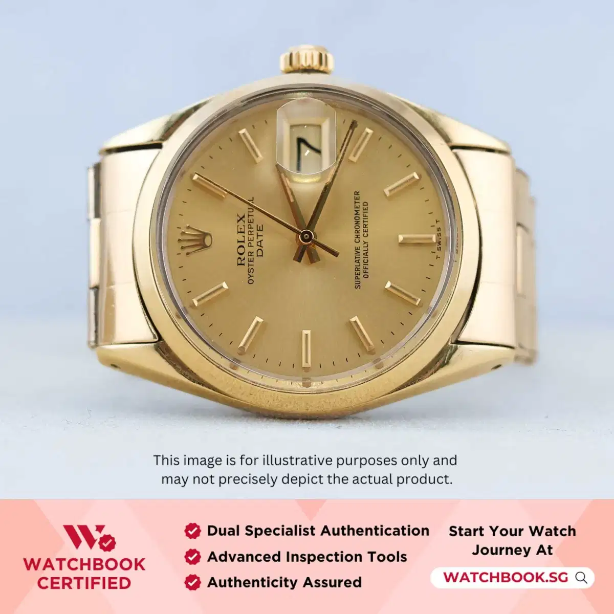 Rolex Oyster Perpetual Date 1550 Champagne Bracelet thumbnail