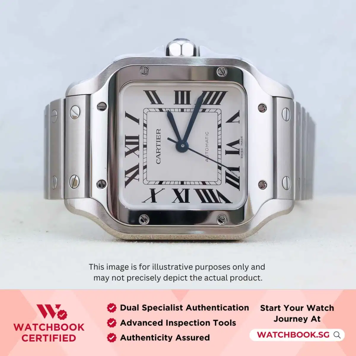 Cartier Santos Medium Model WSSA0029 Silvered Opaline
